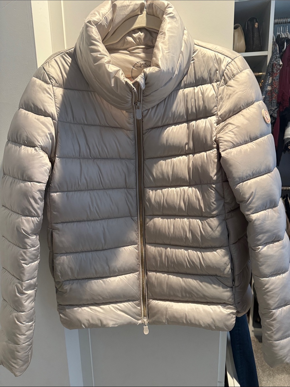 Light Beige Packable Down Puffer Jacket - Women's
